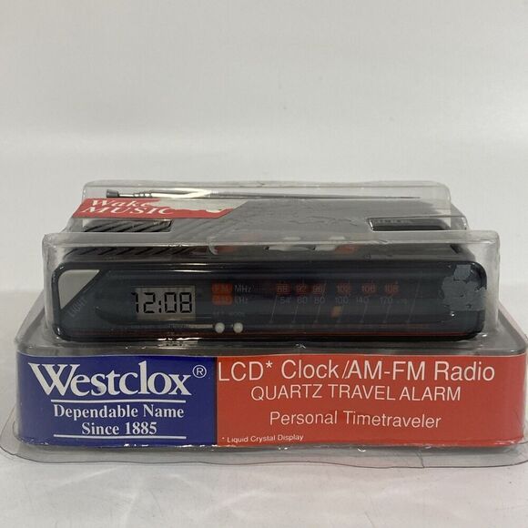 Vintage Westclox LCD Quartz Travel Alarm - AM/FM Camping Alarm Clock - New Nos - Picture 1 of 11